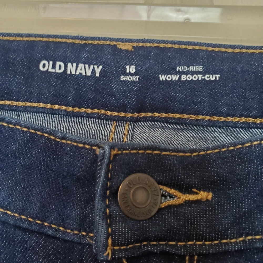 Old Navy Wow Boot-Cut Jeans Womens 16 Short Dark Wash Mid-Rise Denim Blue - Picture 4 of 11